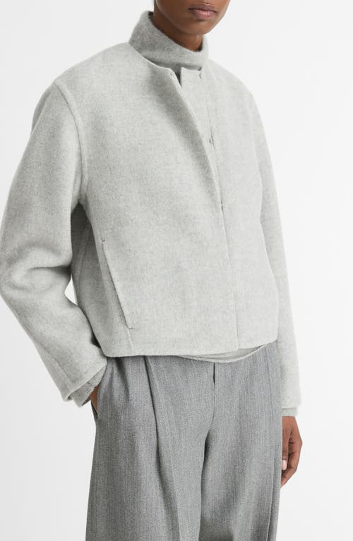 Vince Double Face Wool Blend Jacket In Heather Stone Grey