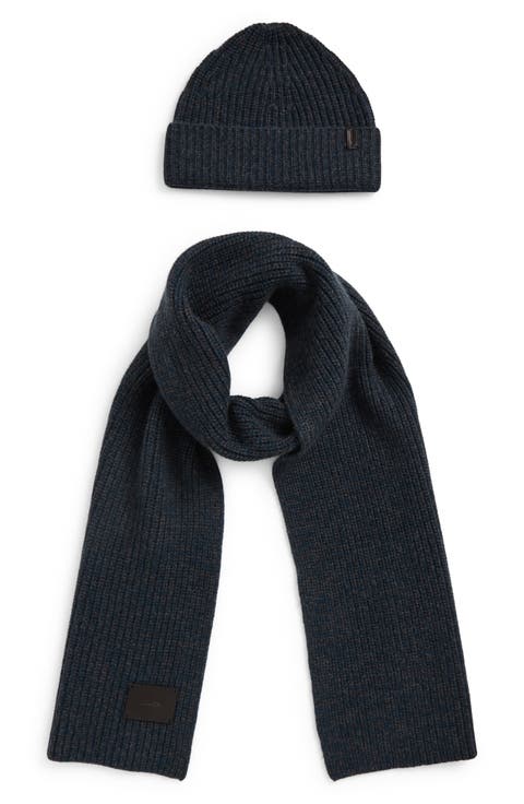 Shaker Knit Cuffed Beanie & Scarf Set