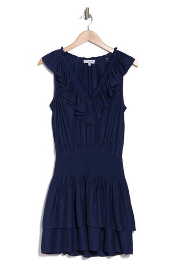 Ramy Brook Carson V-neck Minidress In Spring Navy