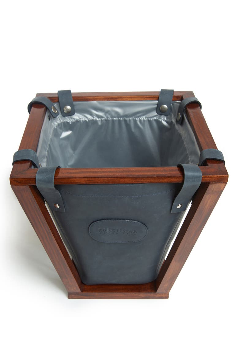 Winslow Leather Wastebasket, Alternate, color, Blue