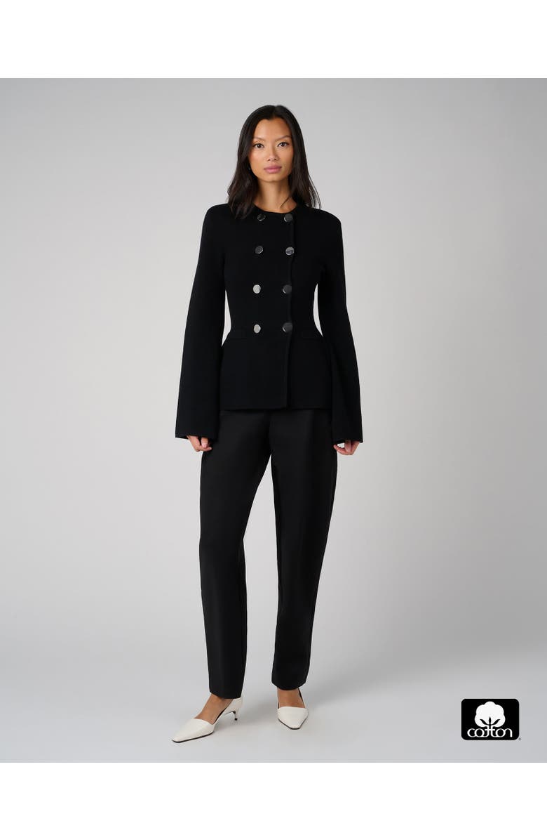 WeWoreWhat Cinched Waist Peplum Sweater, Alternate, color, Black