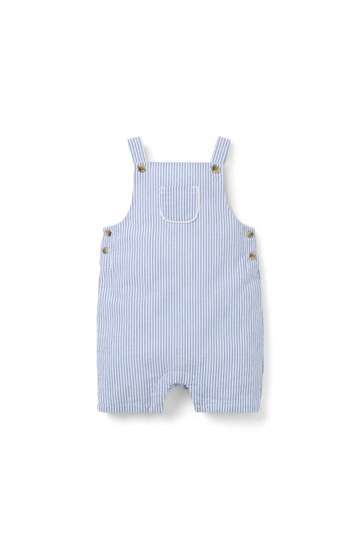 Janie And Jack Striped Seersucker Overall In Blue
