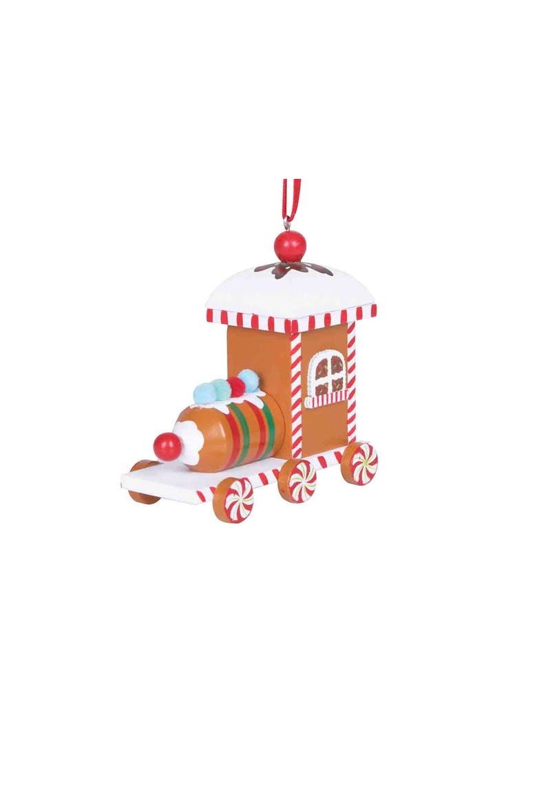 Stripe Gingerbread Train Ornament, Alternate, color, Brown
