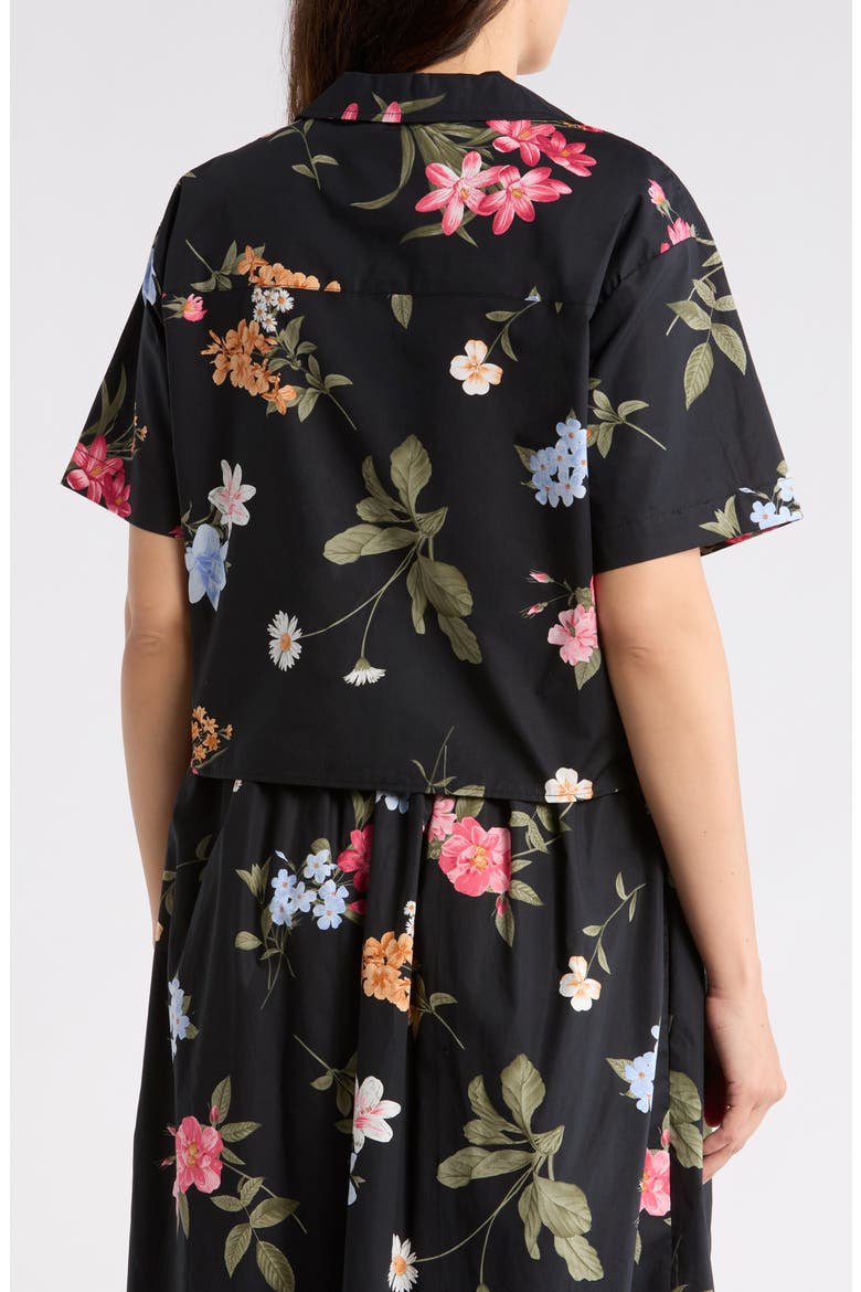Cotton Poplin Camp Shirt, Alternate, color, BLACK GARDEN FLORAL