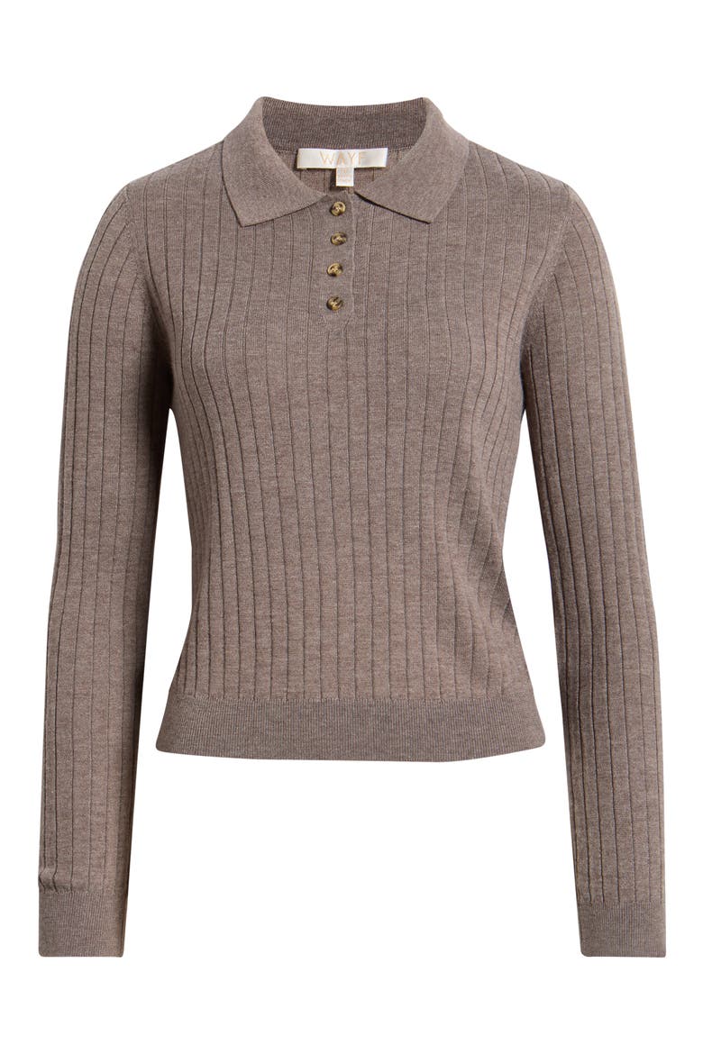 Evie Ribbed Polo Sweater, Alternate, color, PEWTER
