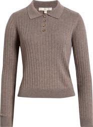 WAYF Evie Ribbed Polo Sweater