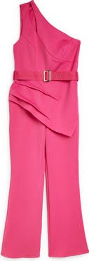 River Island Belted One-Shoulder Sleeveless Jumpsuit