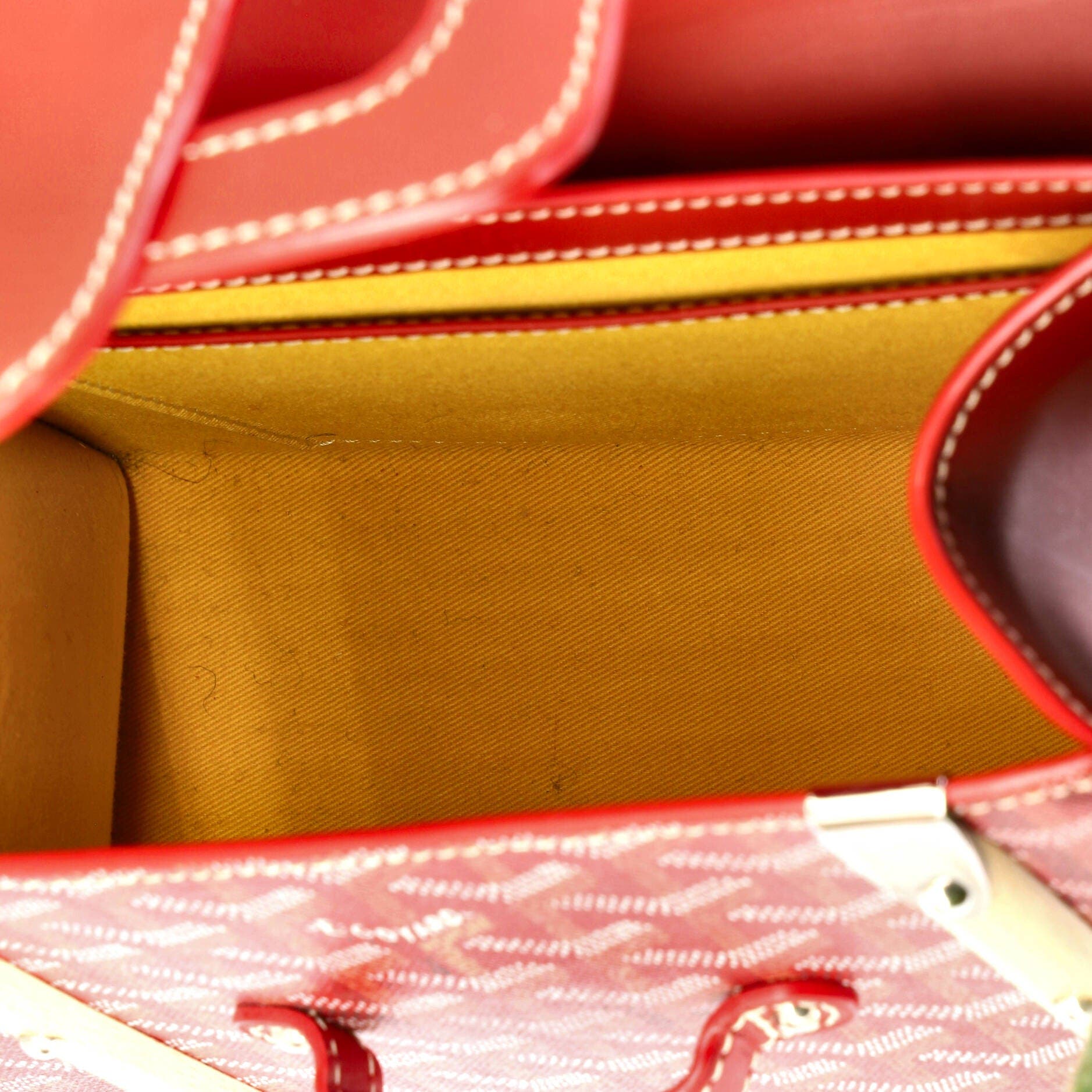 Pre-Owned Goyard Saigon Top Handle Bag Coated Canvas with Leather PM, Alternate, color, Red