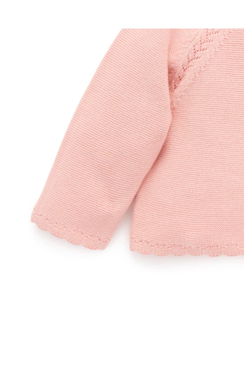Purebaby Scalloped Knit Cardigan, Alternate, color, Guava Melange