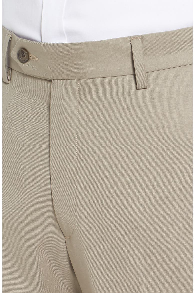 Flat Front Solid Super 130s Wool Gabardine Trousers, Alternate, color, TAN