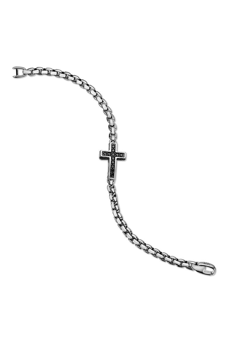Pavé Cross Bracelet in Sterling Silver with Diamonds, 5mm, Alternate, color, BLACK DIAMOND