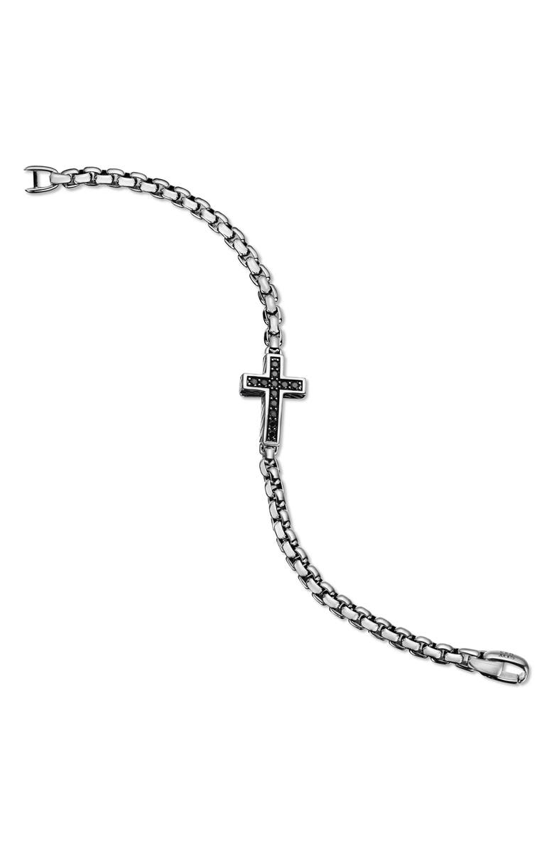 David Yurman Pavé Cross Bracelet in Sterling Silver with Diamonds, 5mm, Alternate, color, Black Diamond