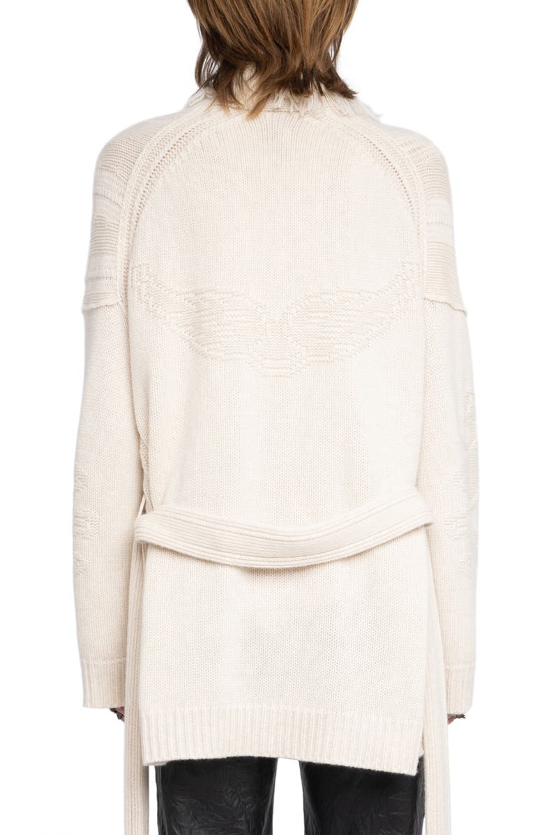 Zadig & Voltaire Wool & Cashmere Wrap Cardigan, Alternate, color, Ecru