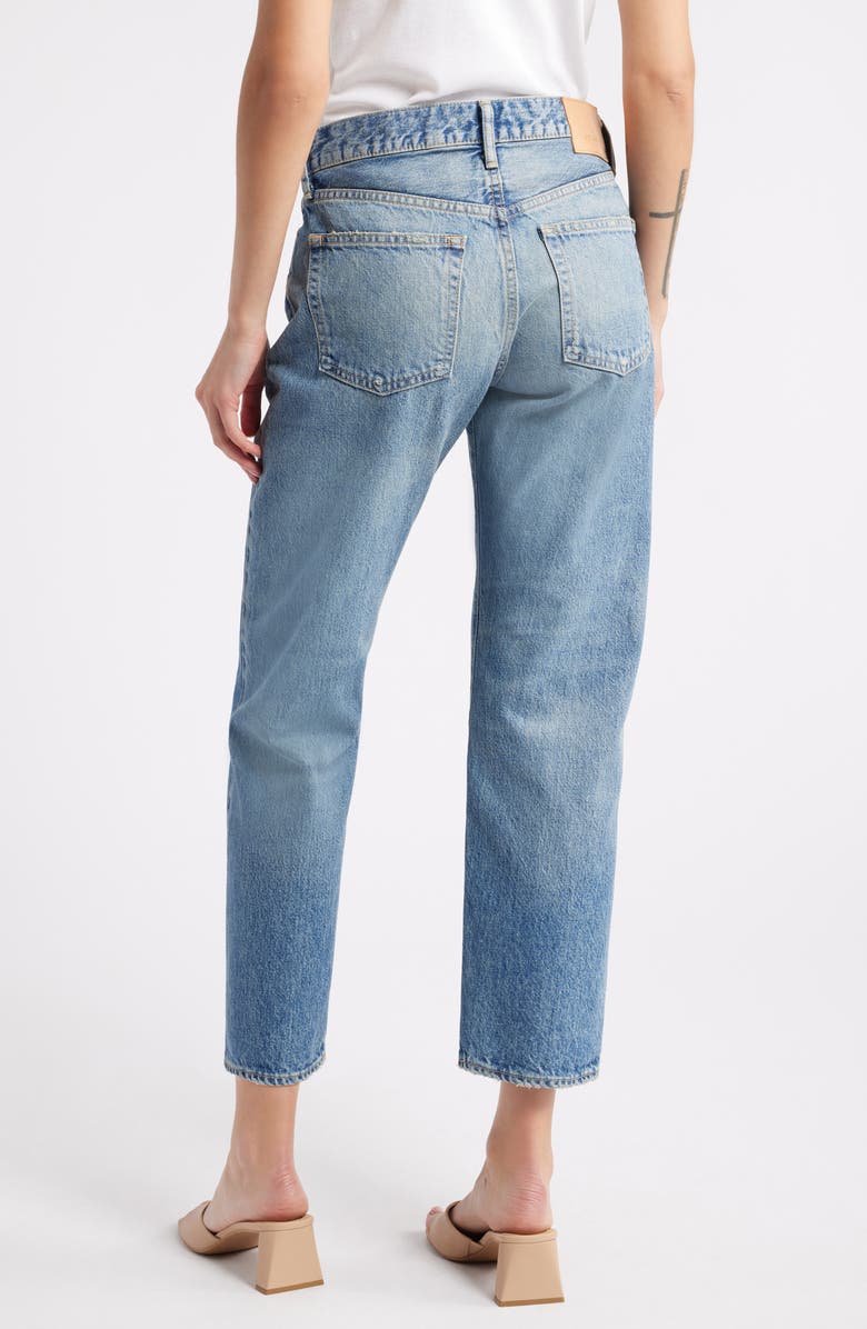 MOUSSY Vineyards Distressed Nonstretch High Waist Ankle Boyfriend Jeans, Alternate, color, Blue
