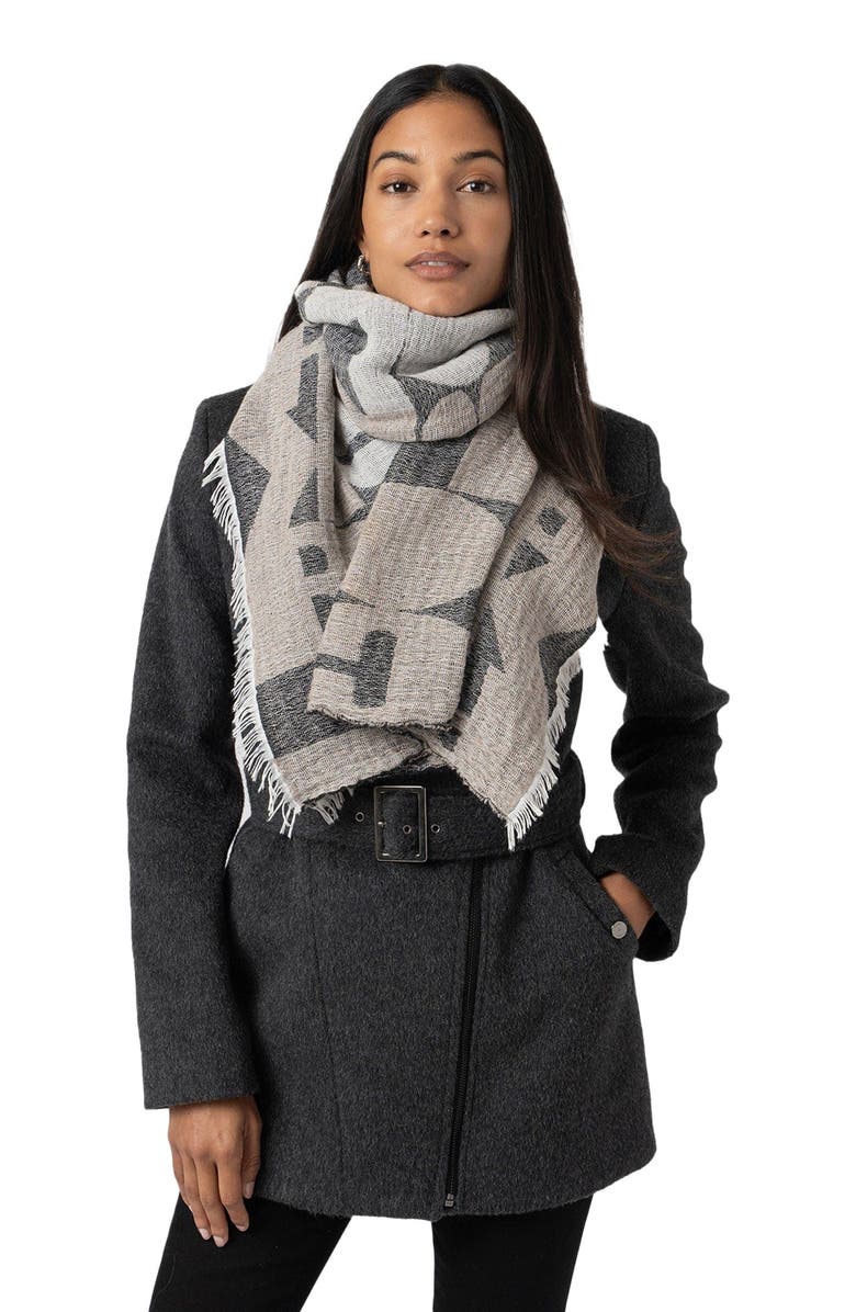 Saint + Sofia Abstract Rock Scarf, Alternate, color, Black/Cream