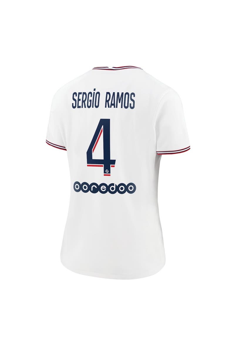Women's Jordan Brand Sergio Ramos White Paris Saint-Germain 2021/22 Fourth Replica Jersey, Alternate, color, White