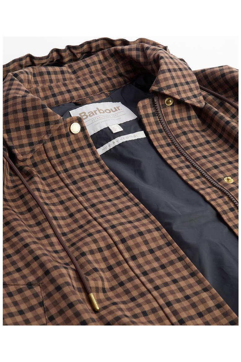 Audrey Check Showerproof Hooded Bomber Jacket, Alternate, color, VICUNA GINGHAM CHECK