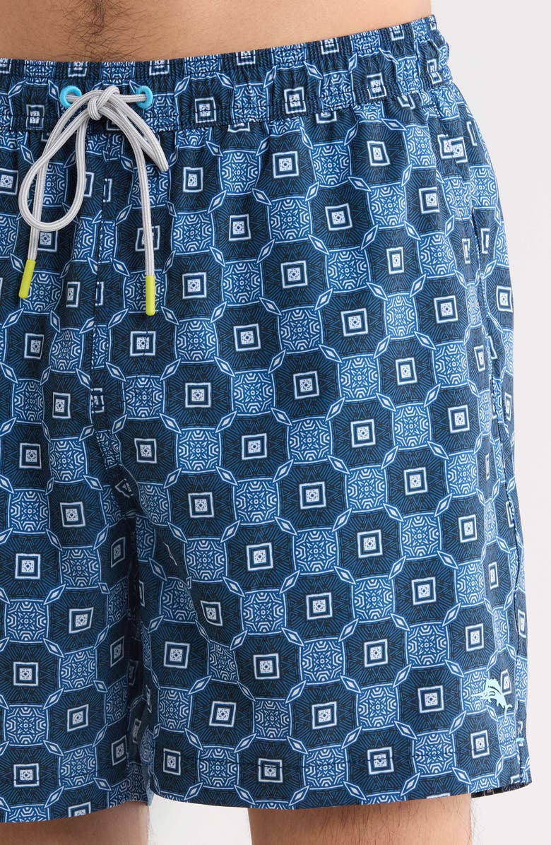 Tommy Bahama Naples Barcelos Tiles 6-Inch Performance Swim Trunks, Alternate, color, Dress Blues