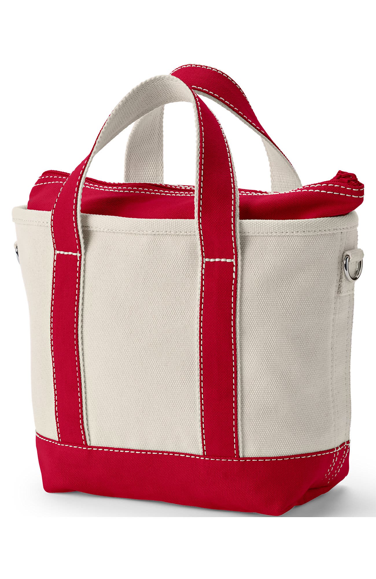 Zip Top Canvas Tote Bag, Alternate, color, Natural/Heritage Red