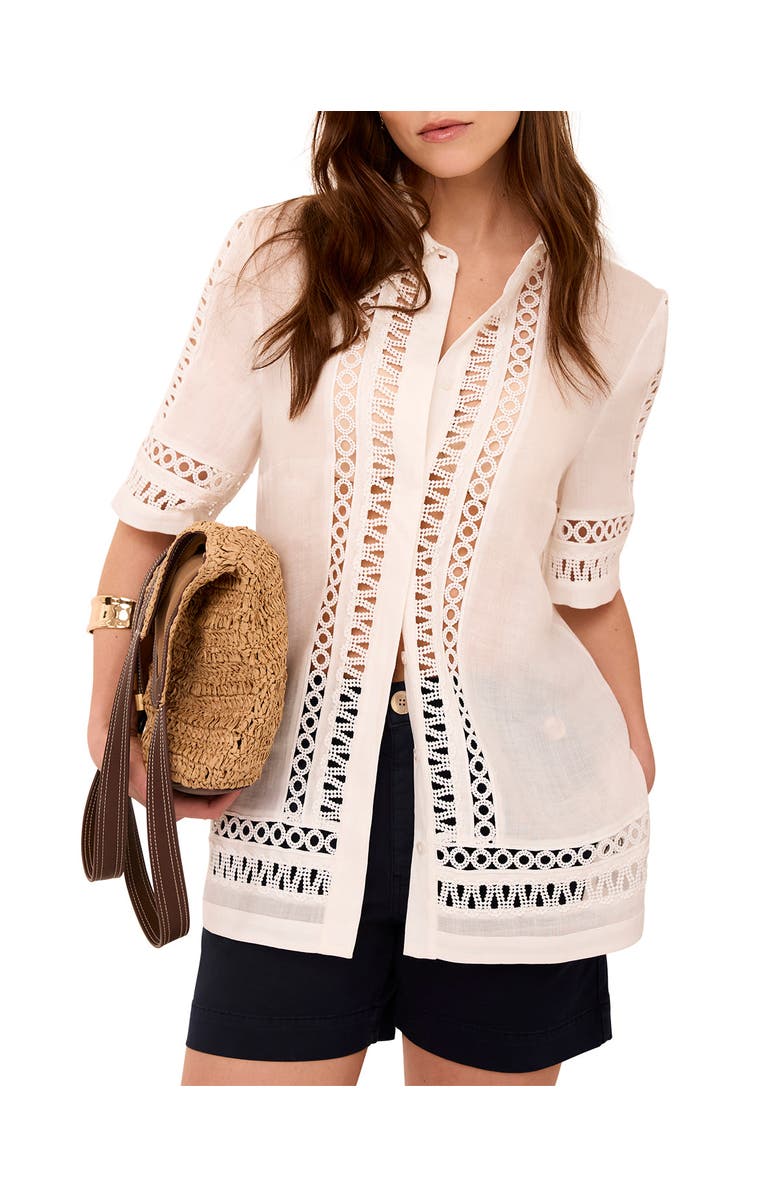 MINT VELVET Ramie Resort Shirt, Main, color, Ivory