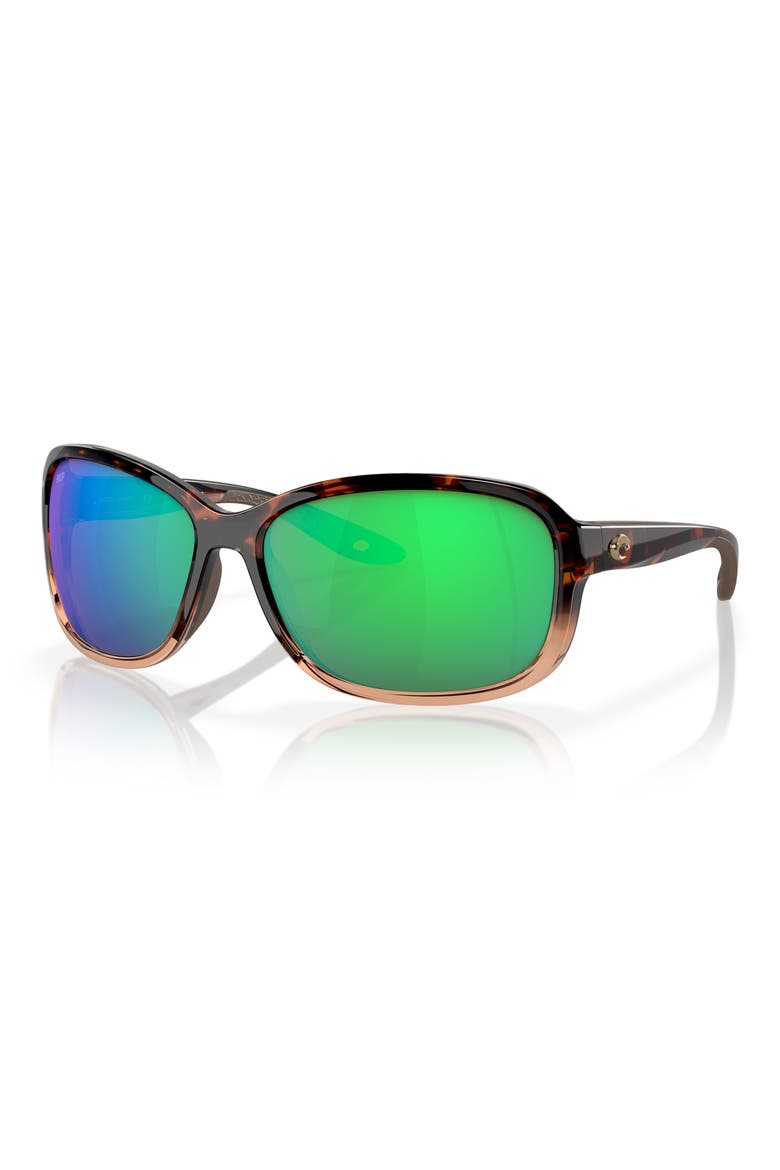 Seadrift 60mm Polarized Square Sunglasses, Alternate, color, GREEN TORT
