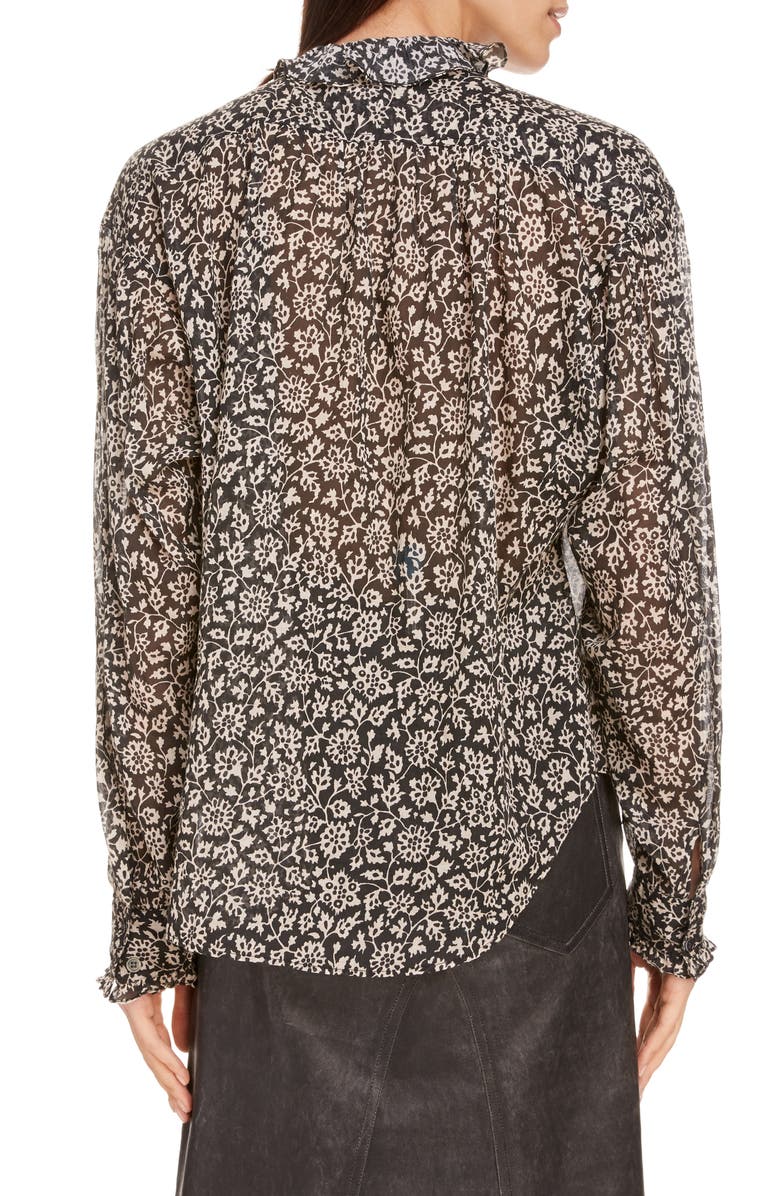 Isabel Marant Étoile Pamias Floral Ruffle Cotton Blouse, Alternate, color, 