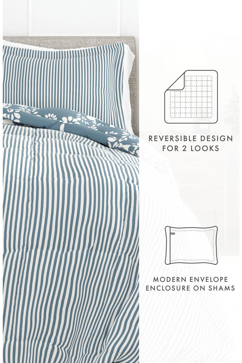 Premium Ultra Soft Daisy Medallion Reversible Down-Alternative Comforter Set, Alternate, color, LIGHT BLUE