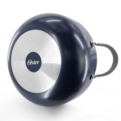 Oster Cartagena 7.4 Quart Nonstick Aluminum Caldero With Lid In Dark Blue In Blue