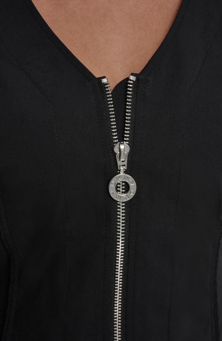 DKNY Poplin Fit & Flare Dress, Alternate, color, Black