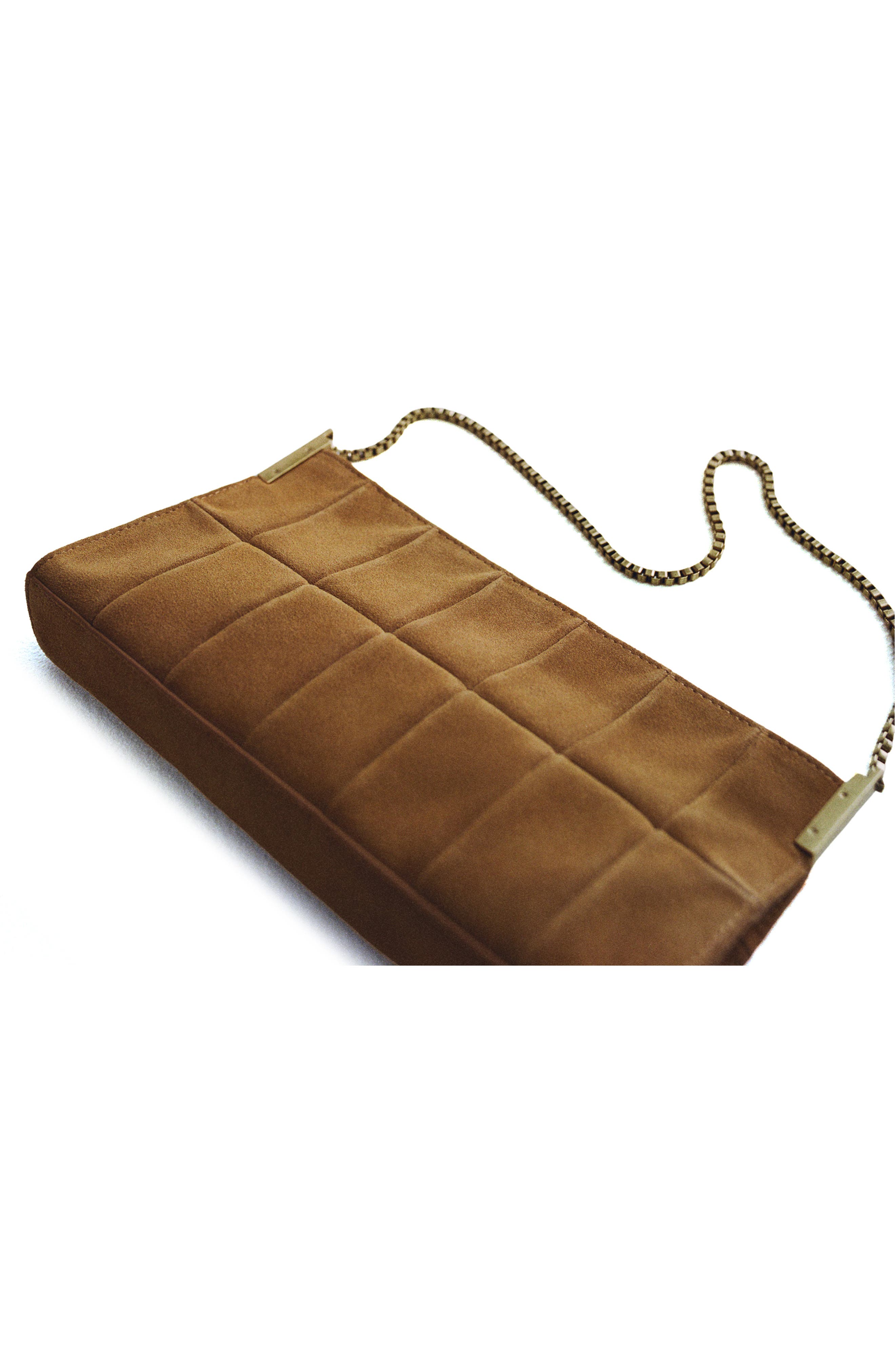 MANGO Quilted Suede Shoulder Bag, Alternate, color, 