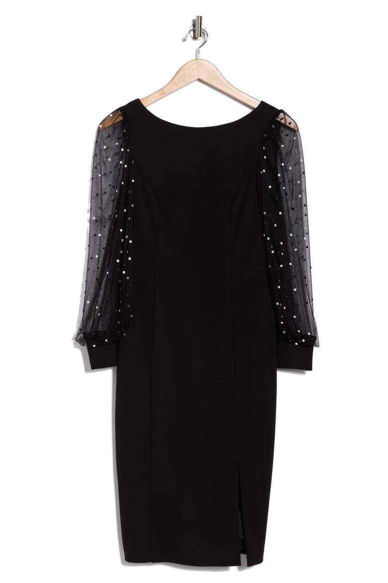 Beaded Long Sleeve Midi Sheath Dress, Alternate, color, BLACK