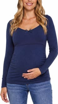 MOTHERHOOD MATERNITY Sweetheart Side-Ruched Long Sleeve Tee