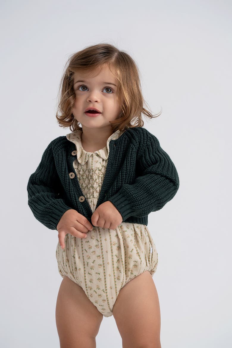 Cotton Corduroy Flower Print Bubble, Alternate, color, Cream