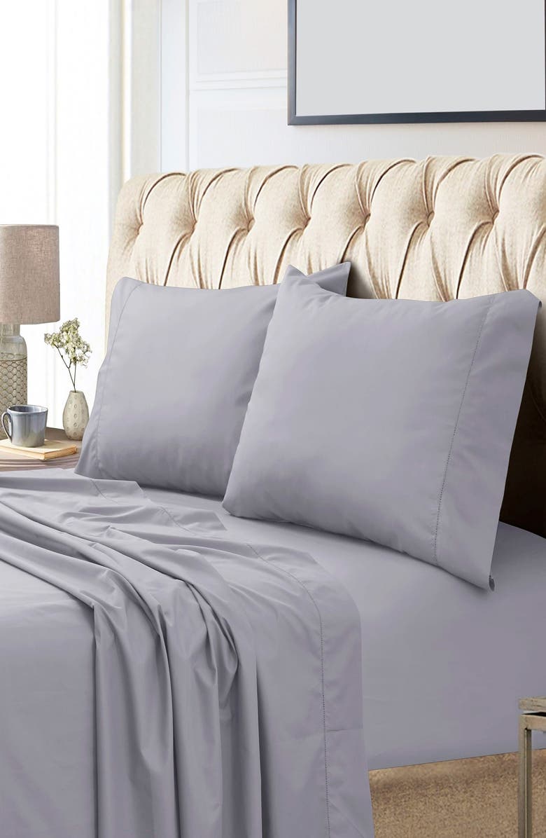 AZORES HOME 800 Thread Count Cotton Percale Sheet Set, Alternate, color, Silver Grey