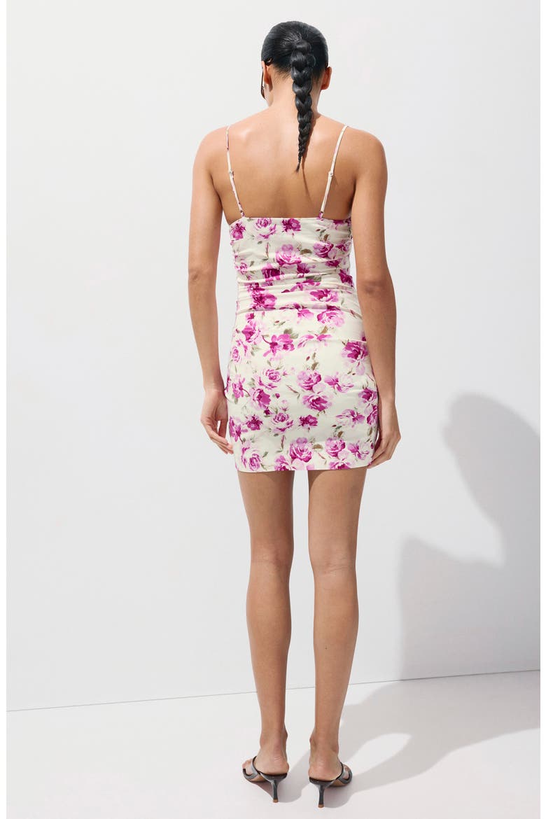 Ruched Floral Dress, Alternate, color, ECRU
