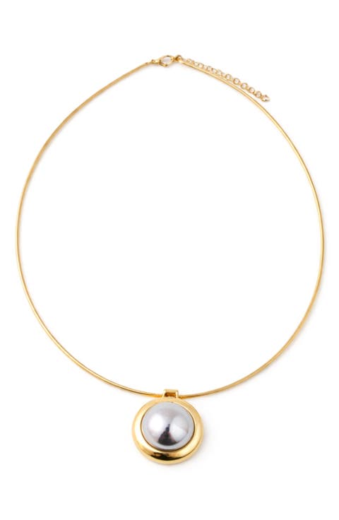 Two Tone Circle Collar Pendant Necklace