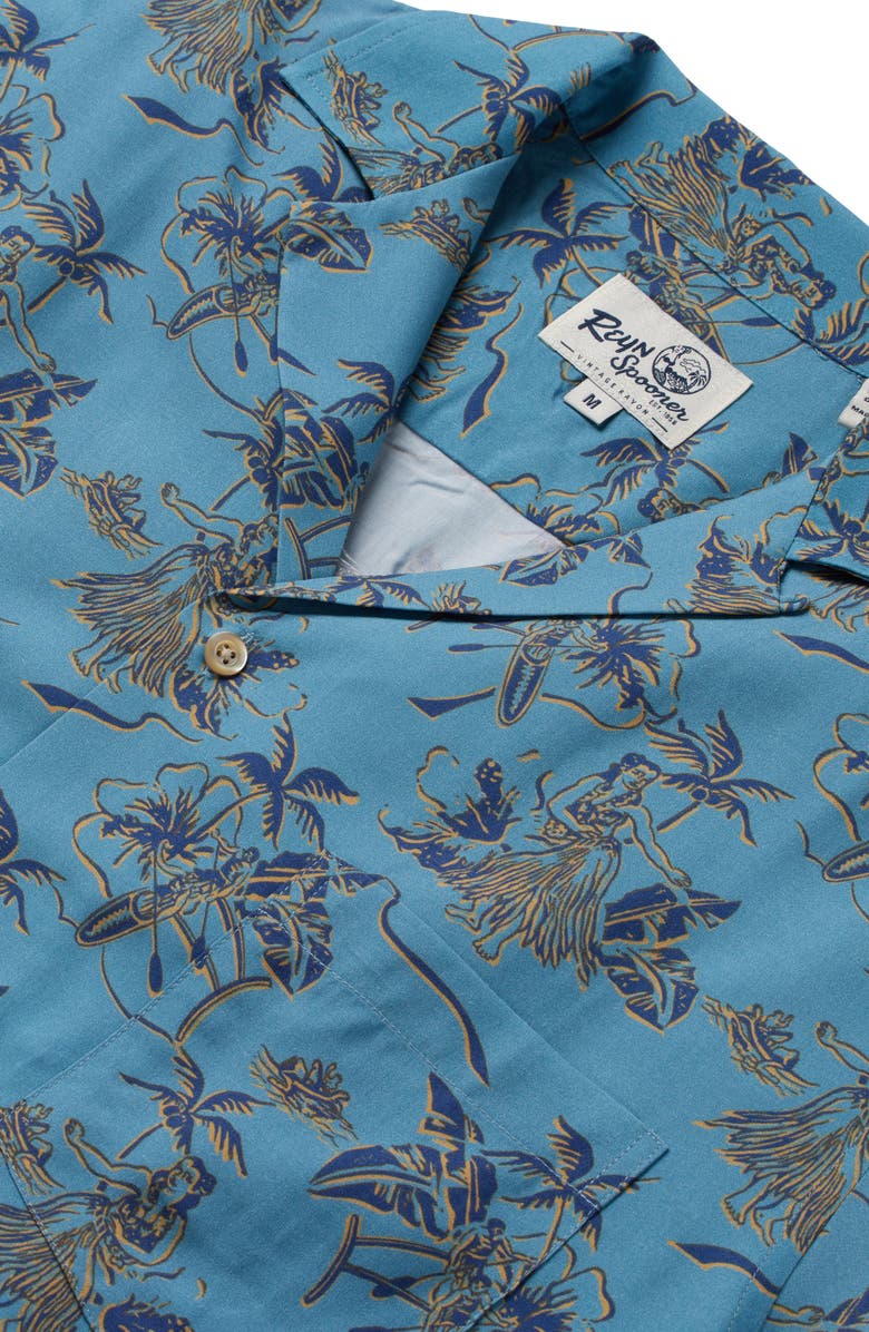 Reyn Spooner Hawaii Recalls Short Sleeve Button-Up Shirt, Alternate, color, Adriatic Blue