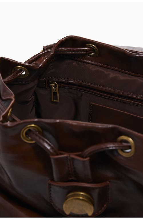 Desigual Faux Leather Convertible Backpack In Brown