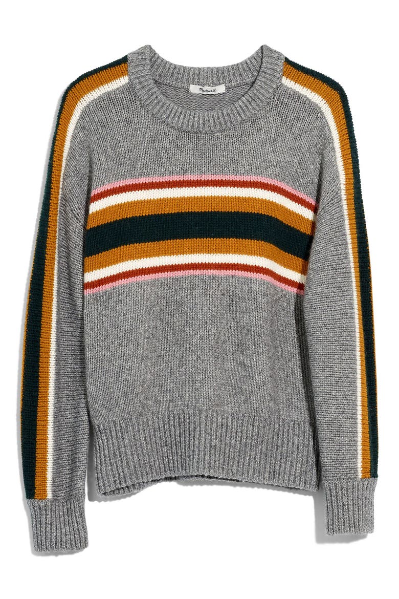 Striped Heath Pullover Sweater, Alternate, color, HEATHER STONE