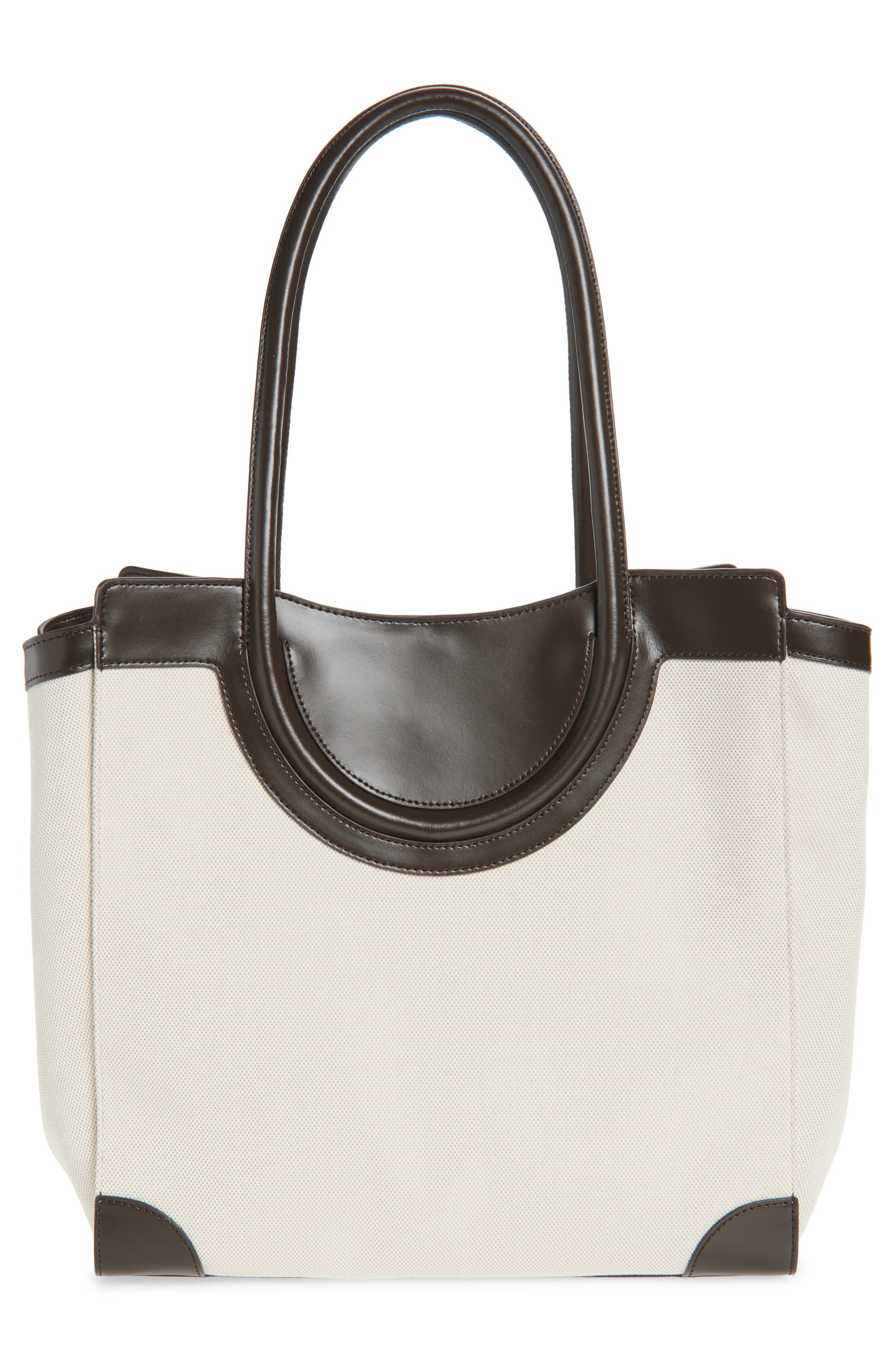 STAUD Maude Canvas & Leather Tote Bag, Alternate, color, Natural/ Espresso