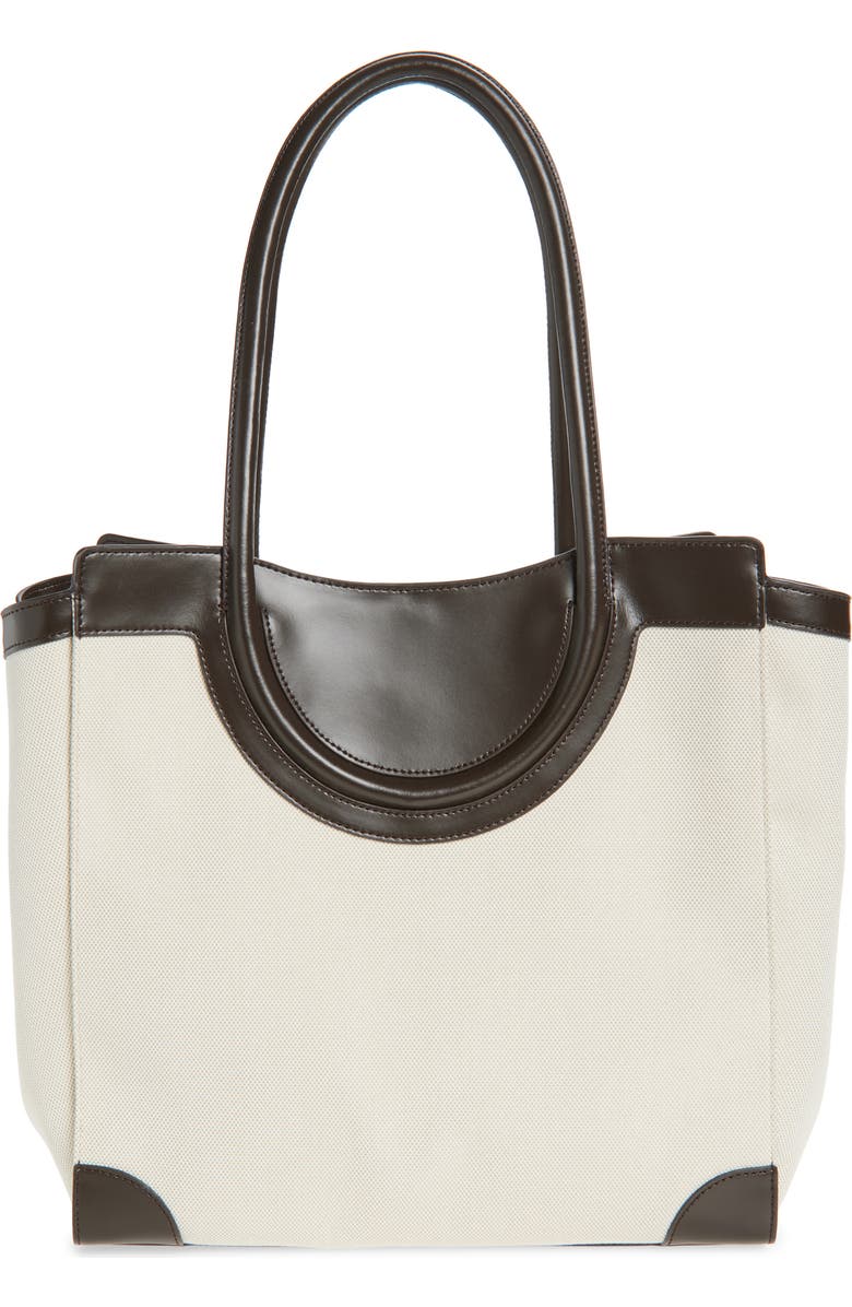 STAUD Maude Canvas & Leather Tote Bag, Alternate, color, Natural/ Espresso