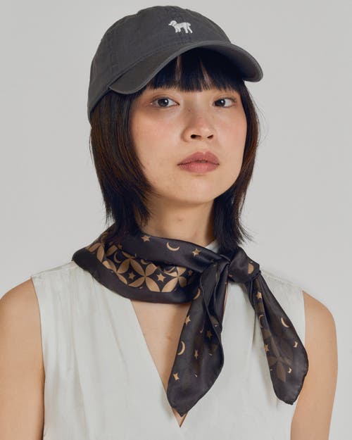 Lost Pattern Nyc "moonlit Stars" Silk Bandana Scarf In Brown