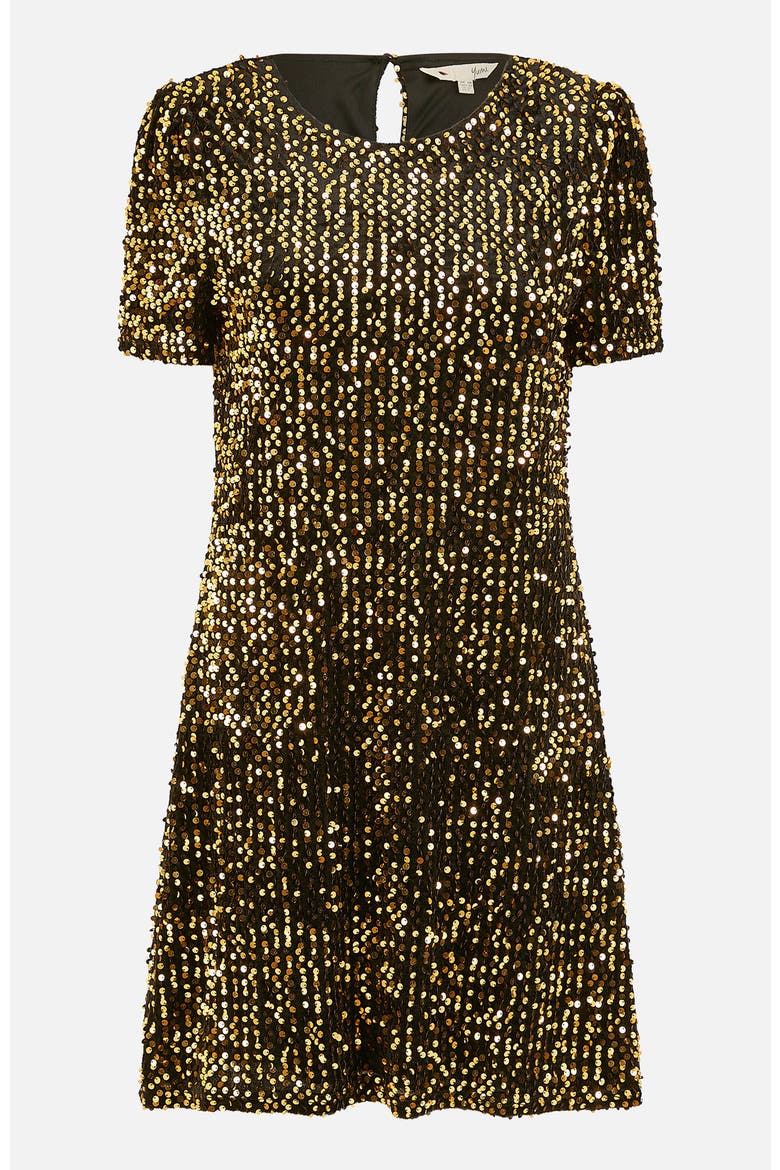 Sequin Tunic Mini Dress, Alternate, color, Gold