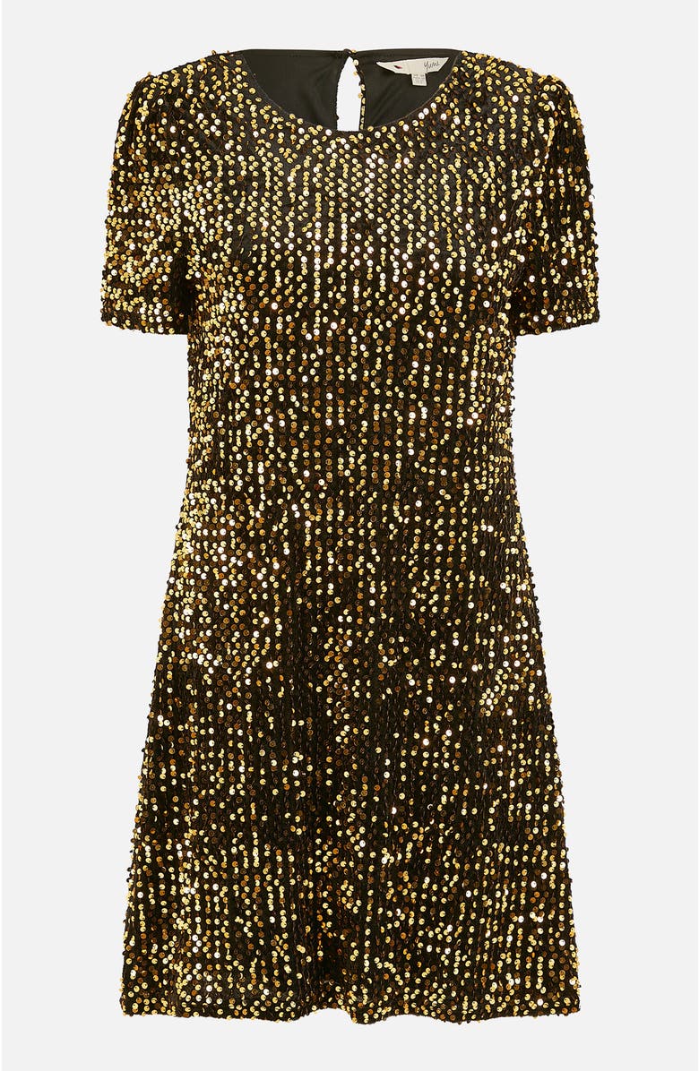Yumi Sequin Tunic Mini Dress, Alternate, color, Gold