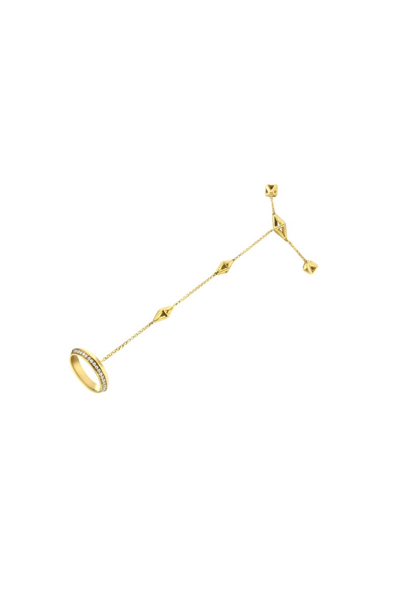 14K Yellow Gold 1/4 Cttw Diamond Ring and Bracelet Hand Chain, Main, color, Yellow