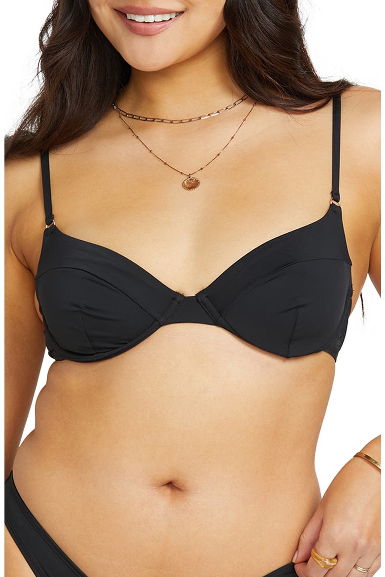 Sol Searcher Reese Underwire Bikini Top, Main, color, BLACK PEBBLE