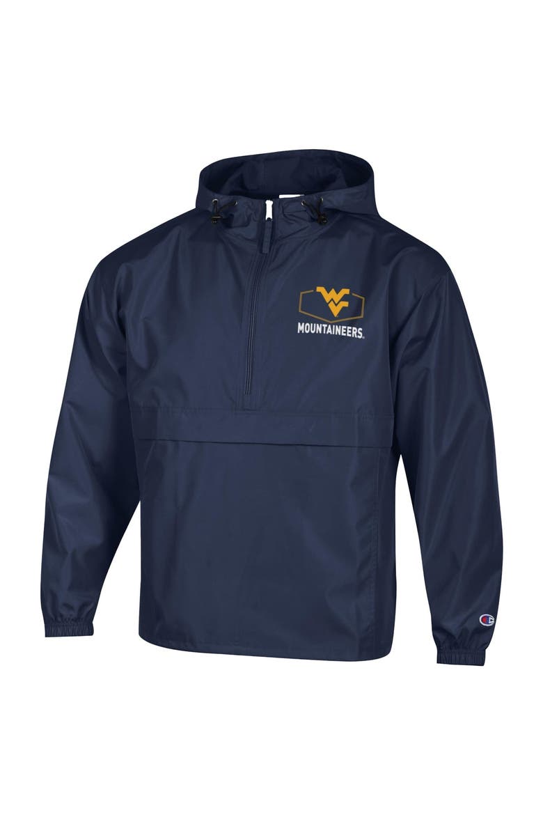 Men's Champion Navy West Virginia Mountaineers Delay Packable Half-Zip Jacket, Alternate, color, Navy