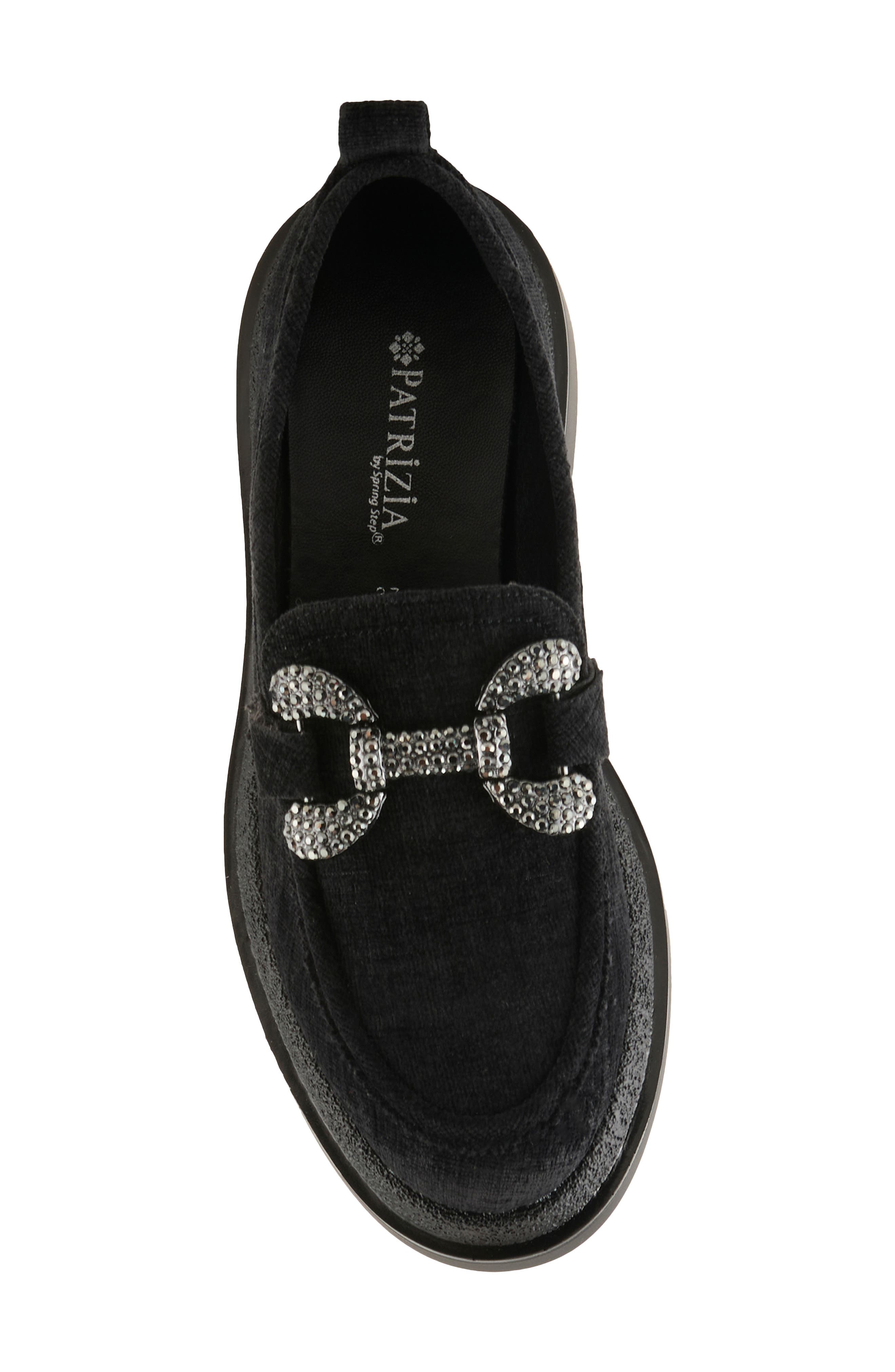 Marlen Crystal Bit Lug Sole Loafer, Alternate, color, BLACK