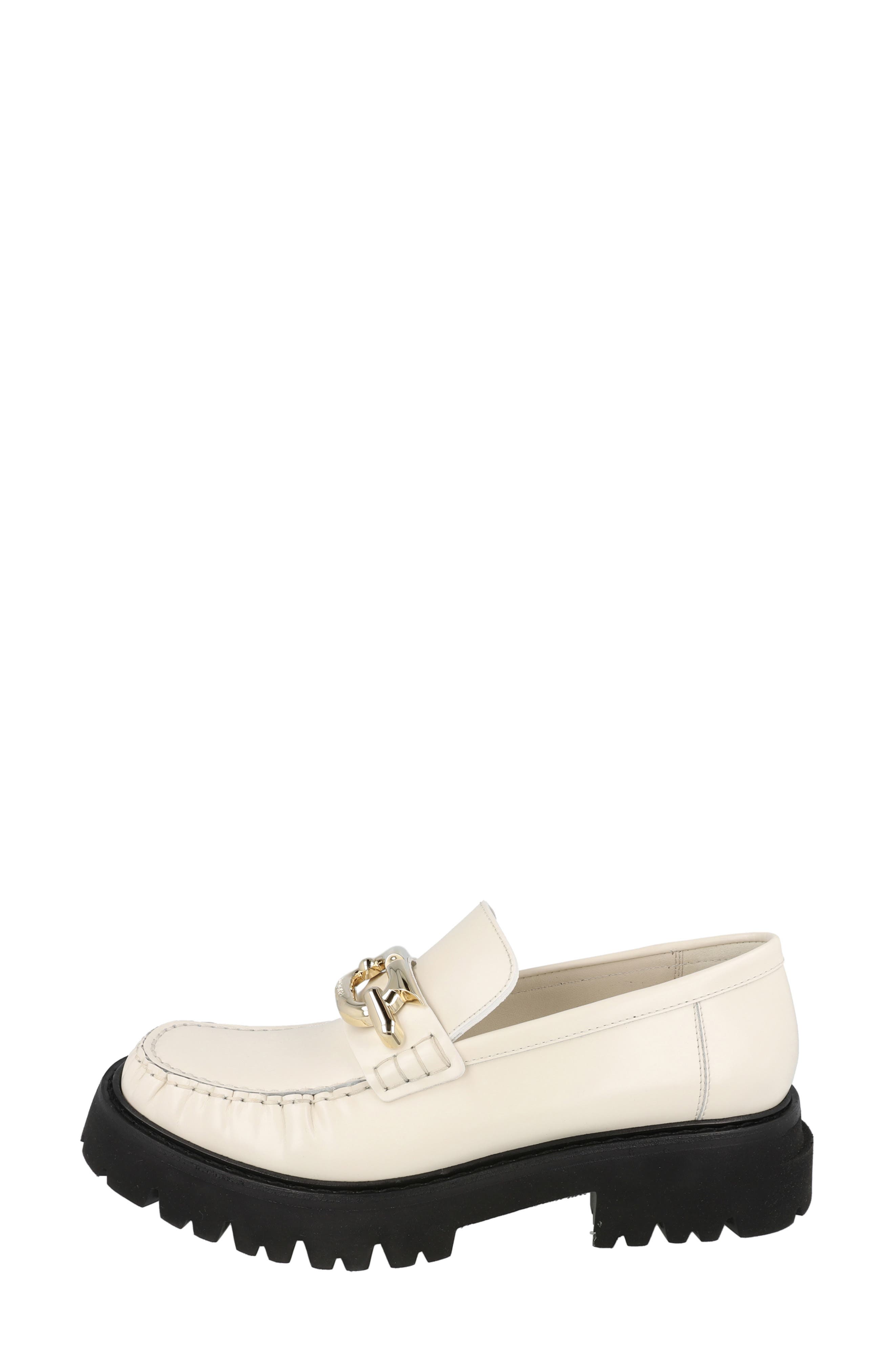 FERRAGAMO Lug Sole Loafer, Alternate, color, White