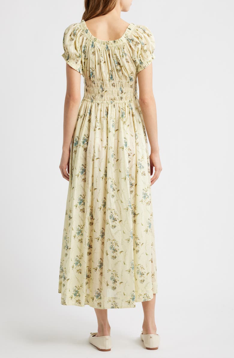 DÔEN Ashlynn Floral Organic Cotton Voile Midi Dress, Alternate, color, Sunshine Prairie Rose